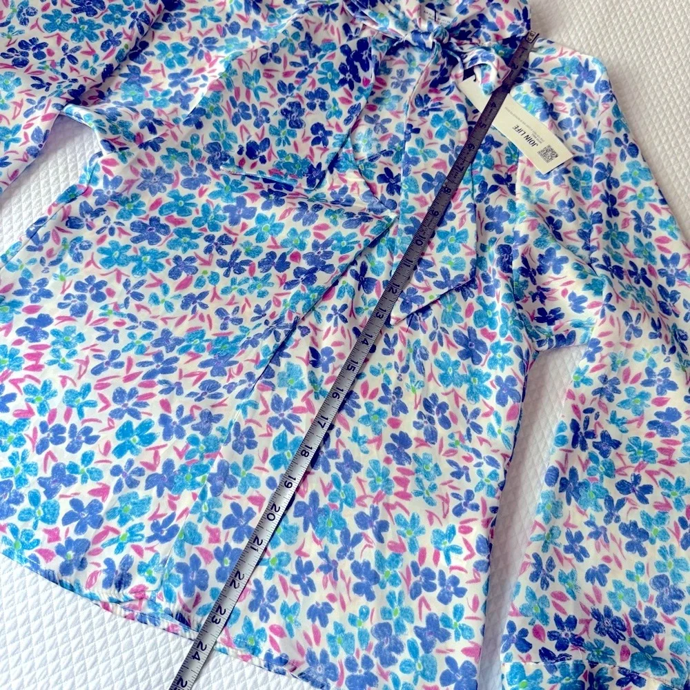 Zara Blouse Slip On Floral Blue Pink Size‎ XSmall
